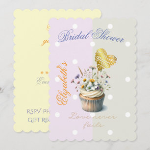 Elegante geloof bloemige cupcake pastel stip goude kaart