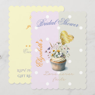 Elegante geloof bloemige cupcake pastel stip goude kaart