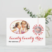 Elegante gelukkig nieuwjaar 2023 rode foto vakanti feestdagenkaart (Staand voorkant)