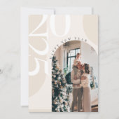 Elegante Gelukkig Nieuwjaar Boog Foto Uniek 2025 Feestdagenkaart (Voorkant)