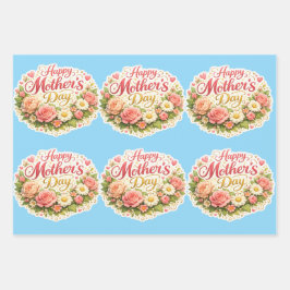 Elegante gelukkige Moederdag bloemenkrans Inpakpapier Vel