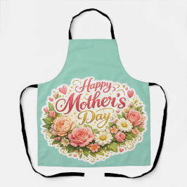 Elegante gelukkige Moederdag bloemenkrans keuken a Schort