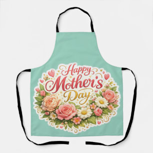 Elegante gelukkige Moederdag bloemenkrans keuken a Schort