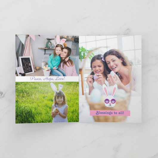 Elegante Gelukkige Pasen Familie Foto's Kaart (Binnen)