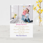 Elegante Gelukkige Pasen Familie Foto's Kaart (Gele Bloem)