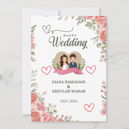 Elegante gelukkige trouwuitnodiging – vier je save the date (Voorkant)