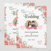 Elegante gelukkige trouwuitnodiging – vier je save the date (Voorkant / Achterkant)