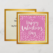 Elegante gelukkige Valentijnsdag | Goud en roze wa (Voorkant / Achterkant)