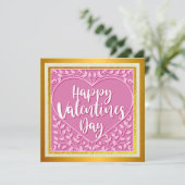 Elegante gelukkige Valentijnsdag | Goud en roze wa (Staand voorkant)