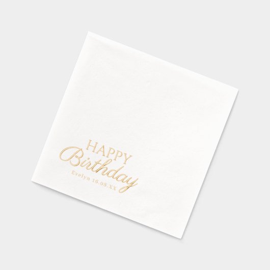 Elegante gelukkige verjaardag | Aangepaste naam en Folie Servetten (Links)