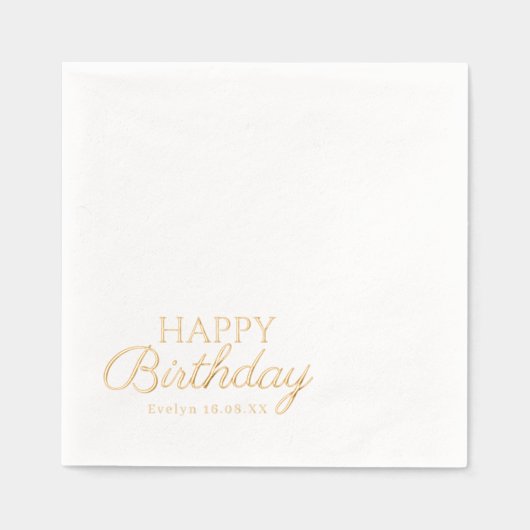 Elegante gelukkige verjaardag | Aangepaste naam en Folie Servetten (Voorkant)