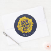 Elegante gelukkige verjaardag gouden kalligrafie ronde sticker (Envelop)