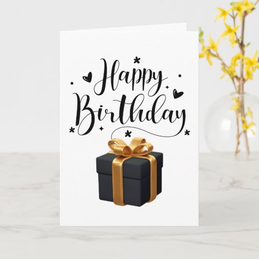 Elegante Gelukkige Verjaardag Kaart (Gele Bloem)