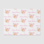 Elegante Gelukkige Verjaardag Roze Fairy Patroon M Tissuepapier (Voorkant)