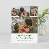 Elegante geluks klaver St. Patrick's Day 4 foto Feestdagenkaart (Staand voorkant)