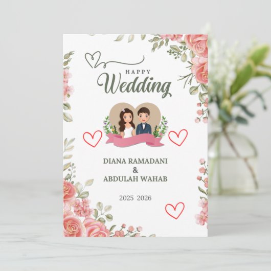 Elegante gelukskaart voor je huwelijk – vier uw save the date (Staand voorkant)