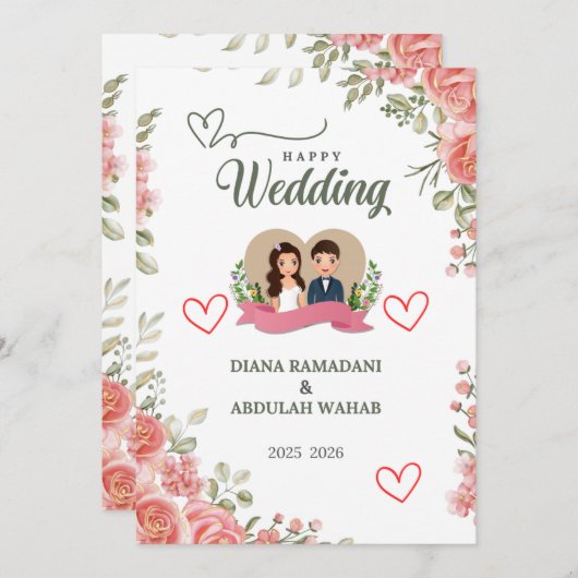 Elegante gelukskaart voor je huwelijk – vier uw save the date (Voorkant / Achterkant)