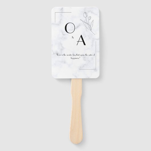 Elegante gemarmerde handventilator voor Vrijgezell Handwaaier (Voorkant)