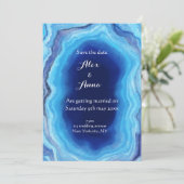 Elegante gemarmerde huwelijksuitnodiging - oceaant kaart (Staand voorkant)