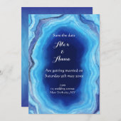 Elegante gemarmerde huwelijksuitnodiging - oceaant kaart (Voorkant / Achterkant)