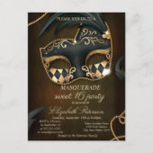 Elegante gemaskerde Sweet 16  Uitnodiging Briefkaart (Voorkant)