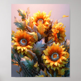 Elegante gemeenschappelijke zonnebloem mooie illus poster