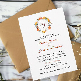 Elegante gemerkte herfstloof bruiloft aankondiging