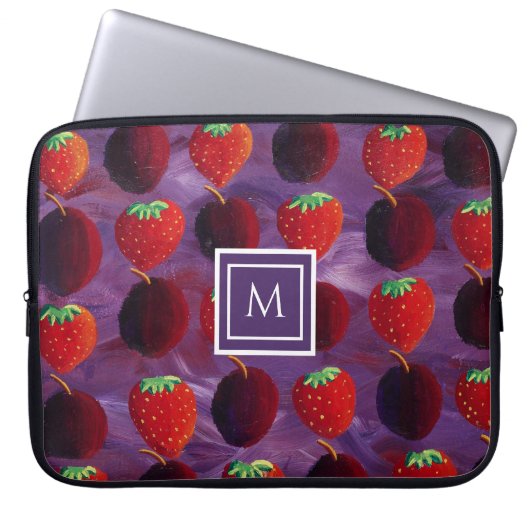 Elegante gemerkte initiaal zomerfruit laptop sleeve (Voorkant)