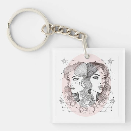 Elegante Gemini stijl Sleutelhanger (voorkant)