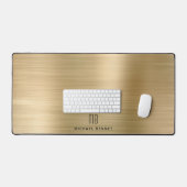 Elegante gemonogrammeerde namaak gouden geborsteld bureaumat (Keyboard & Muis)