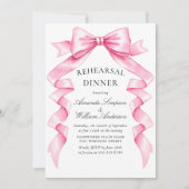 Elegante Gentle Pink Bow Ribbon repetitie diner Kaart (Voorkant)