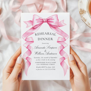 Elegante Gentle Pink Bow Ribbon repetitie diner Kaart