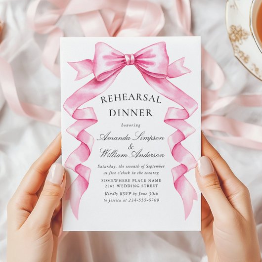 Elegante Gentle Pink Bow Ribbon repetitie diner Kaart
