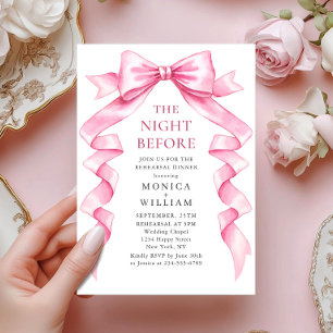 Elegante Gentle Pink Bow Ribbon repetitie diner Kaart