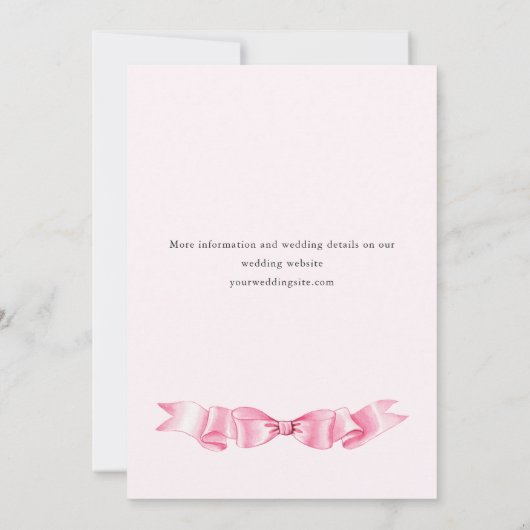 Elegante Gentle Pink Bow Ribbon repetitie diner Kaart (Achterkant)