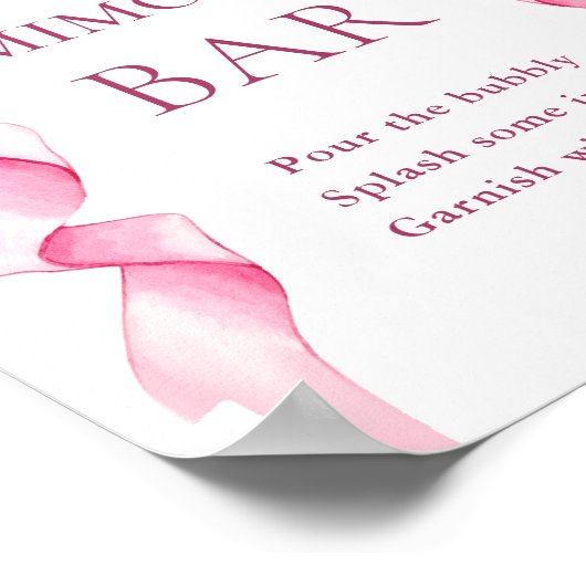 Elegante Gentle Pink Bow Vrijgezellenfeest Mimosa  Poster (Hoek)