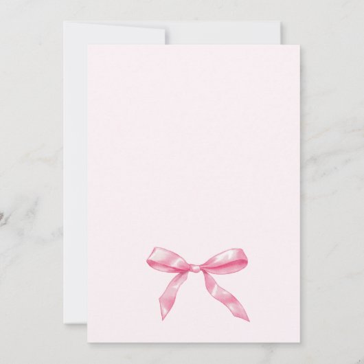 Elegante Gentle Pink Hand Drawn Bow Vrijgezellenfe Kaart (Achterkant)