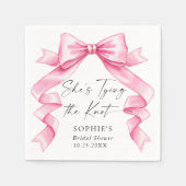 Elegante Gentle Pink Hand Drawn Bow Vrijgezellenfe Servet (Voorkant)