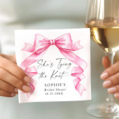 Elegante Gentle Pink Hand Drawn Bow Vrijgezellenfe Servet