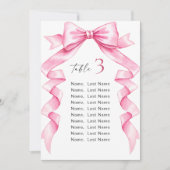 Elegante Gentle Roze Bow Wedding Zitting Grafiek K Kaart (Voorkant)