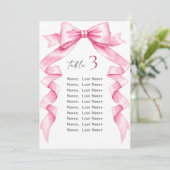 Elegante Gentle Roze Bow Wedding Zitting Grafiek K Kaart (Staand voorkant)