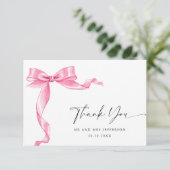 Elegante Gentle Roze Hand Getrokken Boog Huwelijk Bedankkaart (Staand voorkant)