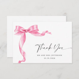 Elegante Gentle Roze Hand Getrokken Boog Huwelijk Bedankkaart