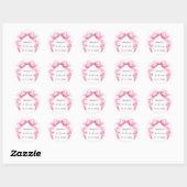 Elegante Gentle Roze Hand Getrokken Boog Huwelijk Ronde Sticker (Vel)