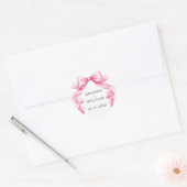 Elegante Gentle Roze Hand Getrokken Boog Huwelijk Ronde Sticker (Envelop)