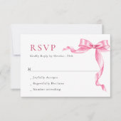 Elegante Gentle Roze Hand Getrokken Boog Huwelijk RSVP Kaartje (Voorkant)