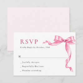 Elegante Gentle Roze Hand Getrokken Boog Huwelijk RSVP Kaartje