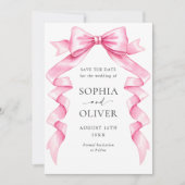 Elegante Gentle Roze Hand Getrokken Boog Huwelijk Save The Date (Voorkant)