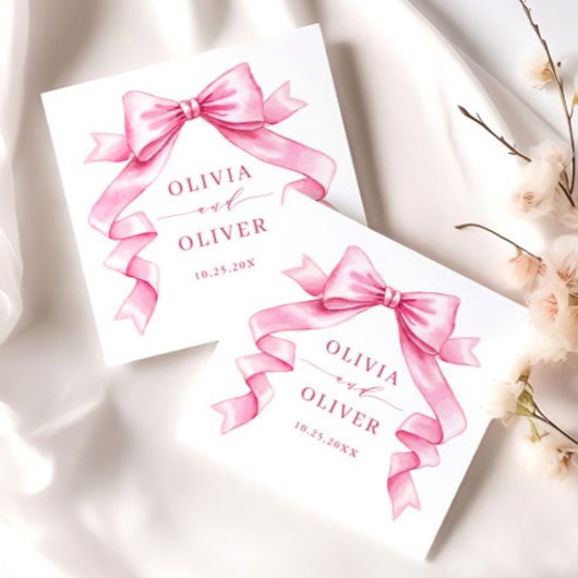 Elegante Gentle Roze Hand Getrokken Boog Huwelijk Servet