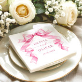 Elegante Gentle Roze Hand Getrokken Boog Huwelijk Servet